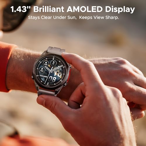 DOOGEE Anywise W1 Pro Mens Smart Watch, 5ATM Dual-Band GPS Offline Maps,1.43'' Fitness Smartwatches for Android Phone/iPhone Compatible,170+ Sports Modes, Answer/Make Calls/12 Days Battery/2 Strap - Image 5