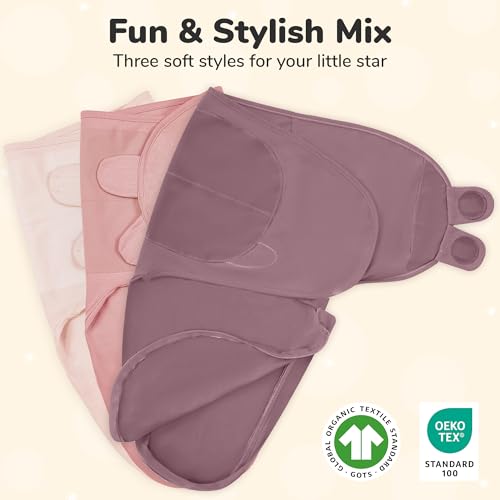 Image of Mama Cheetah 100% Organic Cotton Baby Swaddle Blanket with Zipper 3-Pack, Newborn Sack, Baby Swaddles Sleep Sack 0-3 Months, Baby Swaddle Wrap for Baby Girl