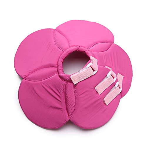 Image of Dog Collar, Pet Cone E-Collar Flower Soft Elizabethan Waterproof Grooming Recovery Protecive Adjustable Collar for Puppy Small Medium Dogs (L Neck:13-15in, Purple)