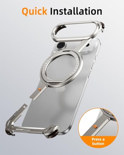 Image of Aluminum Frame Metal Bumper Compatible with iPhone 17 Pro Max | Simple Shield Air Cushion Shockproof | Edge Protection, Minimalist Slim - Black (Z-Silver, iPhone 17 Air)
