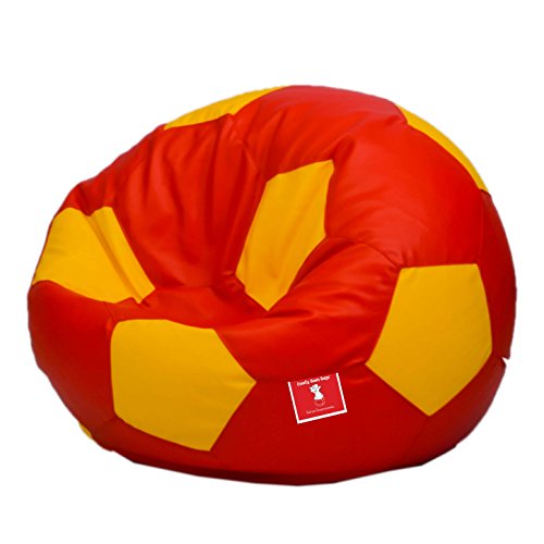 Image of BiggieBean Bags Football XXL Bean Bag Without Fillers Cover (Red and Yellow)