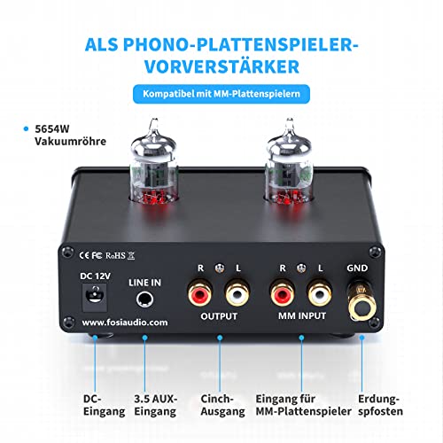 Fosi Audio X4 HiFi Phono Vorverstärker mit Röhren
