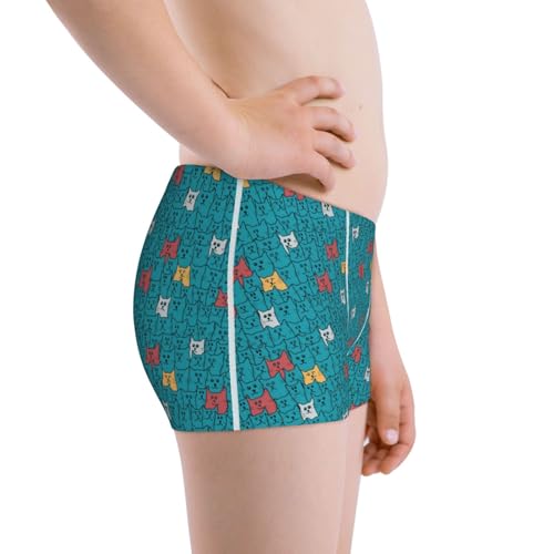 Boys' Cotton Boxer Brief Soft Underwear-Funny Cat Blue2