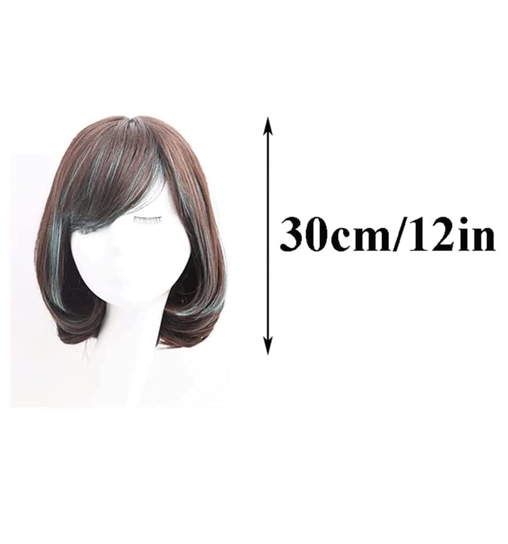 Peruka Dla Kobiet Peruki Damskie Krótkie Loki Z Grzywką Syntetyczne Włókno Termoodporne Dojrzałe Delikatne Peruki Peruki do Noszenia Na Co Dzień (Color : B, Size : 12in)