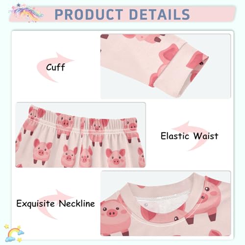 Pajama Sets Long Sleeve Pig Pattern Print Design Soft Comfy Sleepwear 2 Piece PJS 3-8T4