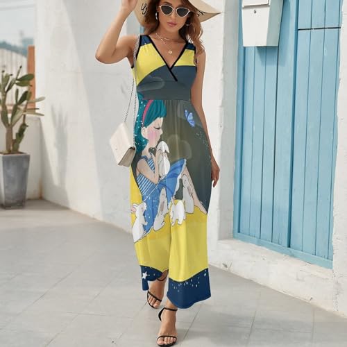 Robe longue d'été sans manches Lapin De Lune en coupe maxi décontractée