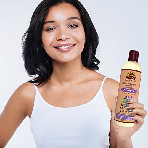 Okay | Black Jamaican Castor Oil & Lavender Shampoo | For All Hair Types & Textures | Moisturize, Strengthen & Regrow Hair | With Argan Oil | Free Of Paraben, Silicone, Sulfate | 12 Oz #TOP4