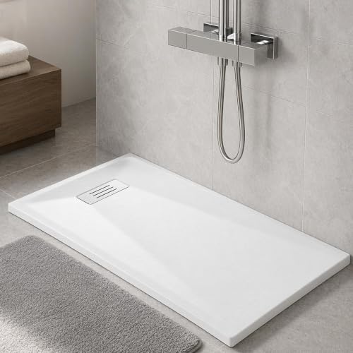 MORVANO 36x60 Shower Base Zero Threshold End Drain with Reversible Drain