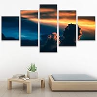 SIGNWIN 5 Panel Canvas Wall Art Modern Art Coastal Colorful Multicolor Photography Romantics Sunset for Home Decorations Ready to Hang - 60