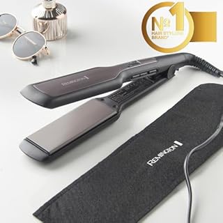Remington Hair Straightener, Advanced Ceramic coating for Sleek & smooth glide, Wide longer length 110mm floating plates, Digital display, Fast 15 second heat up, Heat proof pouch, Up to 230°C, S5525