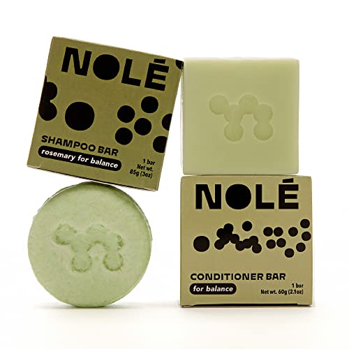 Nole Solid Shampoo And Conditioner Bar Set - Rosemary Mint For Dandruff And Balance, Mends Hair For Silky And Ready To Style Hair | Sustainable, 100% Plastic Free Packaging, Eco-Friendly | 5.12 Oz #TOP4