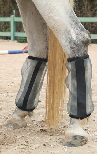 LEAFOREST Loose Fitting Horse Fly Boots Breathable Fine Mesh Horse Leggings Protection Horse Leg Wrap Cover for Reduce Stomping, Stress and Fatigue (Set of 4) (Gray) - Thumbnail 5