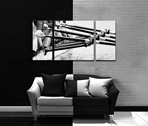 Janghueser Close Up Of Men'S Rowing Team Wall Art Home Decor Black And White Wall Art Print On Canvas Art Work Stretched & Framed Hanging Posters For Living Room 3 Panel thumb #2