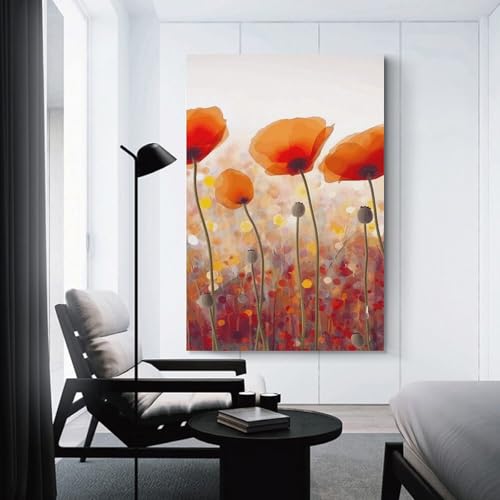 Tableau moderne coquelicot rouge grand format impression toile salon