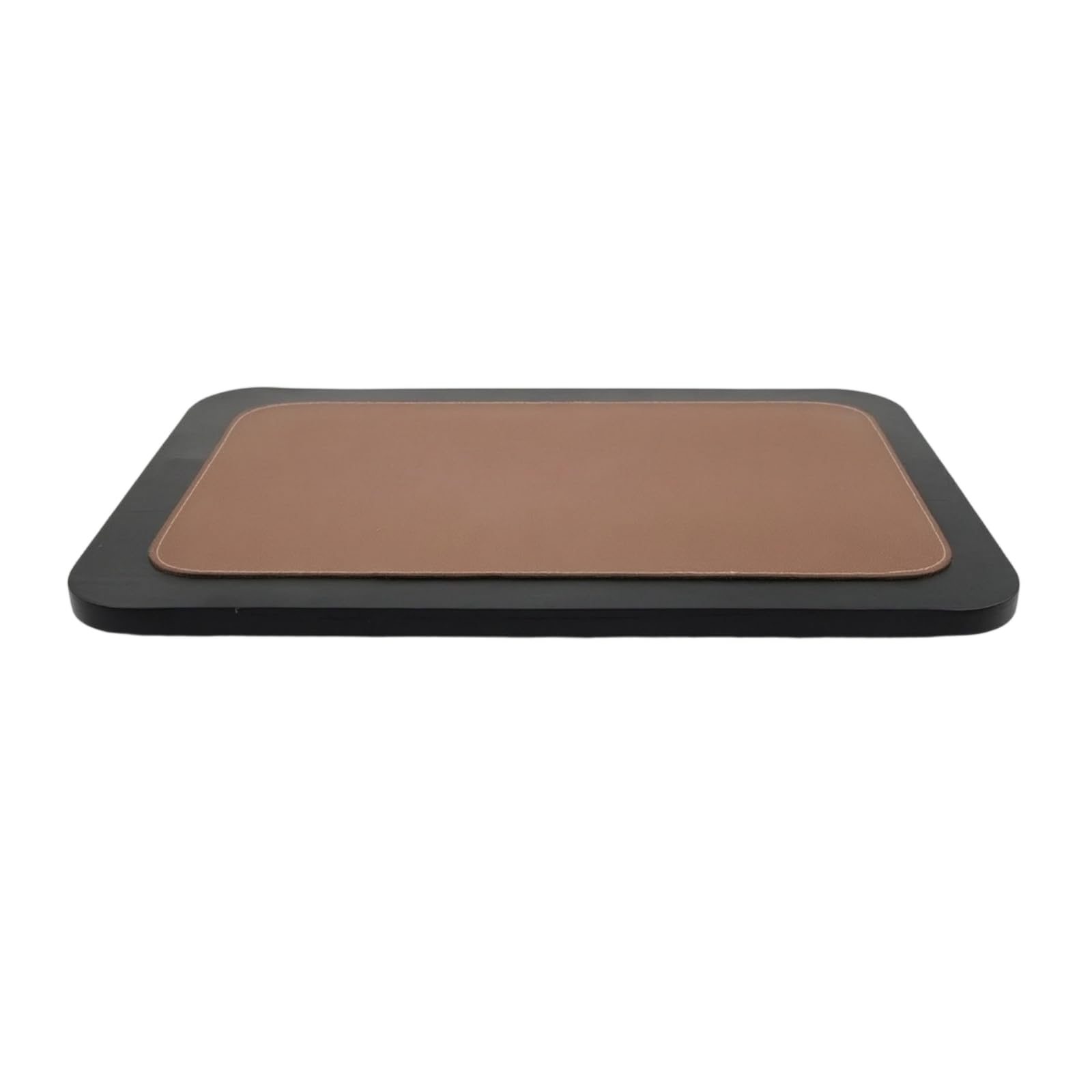 Vassoio Organizzatore Rettangolare in Composito Vassoio Vassoietto Piatto Vassoiera con Design Pulito Effetto Legno E Superficie a Texture Pelle per, Marrone, Grande 45 30 3.5cm