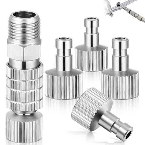 Raccord Compresseur, 5 piècesAdaptateur Valve, Aerographe, Raccord métallique à Déconnexion avec Connecteurs Mâles et Femelles de 1/8 Pouce, Accessoires...