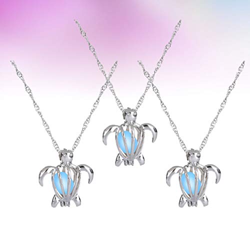 HEALLILY 3 Pcs Brilho MÃ¡gico No Escuro Colar Luminoso Tartaruga Vintage MedalhÃ£o Colar de Pingente