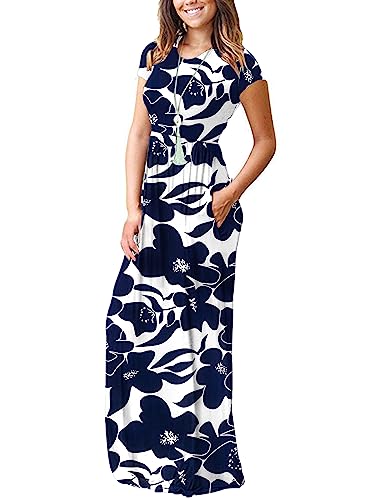 Image of AUSELILY Women's Classic Short Sleeve Loose Plain Casual Long Maxi Dresses for Women 2026