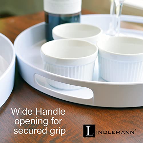 LINDLEMANN White Serving Tray Large Melamine Platter Round Breakfast Trays with Handles for Coffee Table Ottoman Living Room Home Décor Holiday Celebration & Party (13.5") by LINDLEMANN - Used condition - Image 6