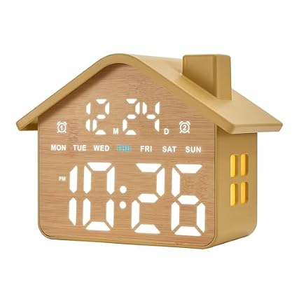 Plumeet Wooden Digital Alarm Clock, Bedroom Clock with Large Numbers, Date, Week, Dual Alarms, Dimmer and Plumeet Wooden Digital Alarm Clock, Bedroom Clock with Large Numbers, Date, Week, Dual Alarms item