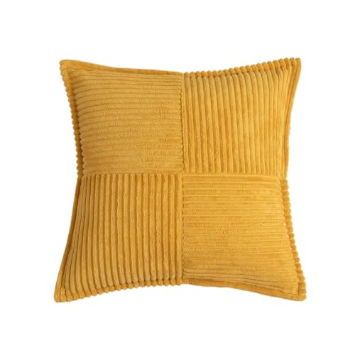 Housse de coussin velours côtelé jaune rectangulaire lot de 2