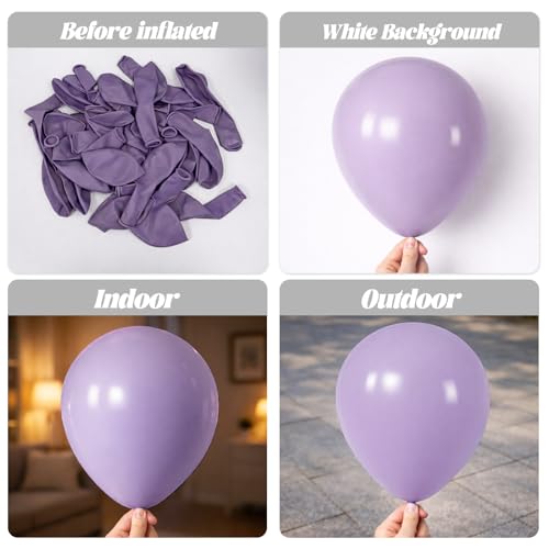 Image of Voircoloria 90pack Lilac Balloons Different Size 18 /12 /10 /5 Inch Lilac Balloon Garland Arch Kit for Graduation, Wedding, Birthday, Princess Theme Party, Baby Shower, Anniversary Party Decorations
