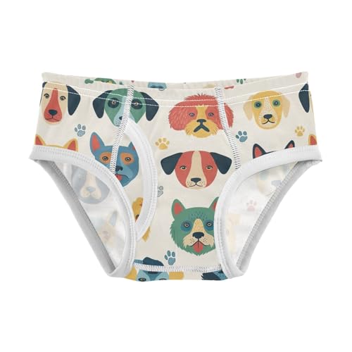 CHIFIGNO Cute Dogs Beige Briefs for Boys Printed Cotton Underwear Toddler Boys Breathable Underwear Briefs