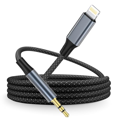 Cable Auxiliar Coche, [MFi Certificado] Adaptador Lightning a Jack 3,5mm para Autorradio/Auriculares/Altavoces, Adaptador Auriculares iPhone para iPhone 14 Pro Max/14 Plus/14/13/12/11/XS/XR/X/8 iPad