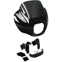 غطاء المصباح الأمامي XMT-MOTO + الزجاج الأمامي + حامل مناسب لدراجات هارلي سوفتيل FXBB وFXLR 18-later وFXLRS FXST وFXBBS 21-later باللون الأسود