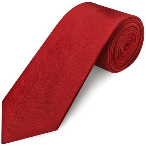 TIES R US Plain Scarlet Red Satin Classic Men's Tie