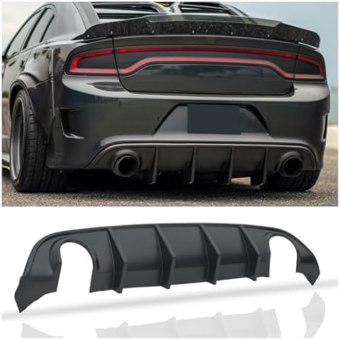 WildWell Rear Diffuser for 2015-2024 Dodge Charger SRT Rear Bumper Lip Diffuser Non-Widebody Models Matte Black Cover