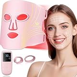 WAYCOM Red Light Therapy for Face: FDA-Cleared 4-Modes Portable LED Light Therapy Mask for Skincare - 400 Beads 850nm Infrared & Red Light Mask at Home with Timing Function Remote & Eye Protection