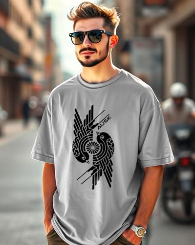 Image of AUSK Mens Loose Fit Oversized Printed Cotton T-Shirts Grey