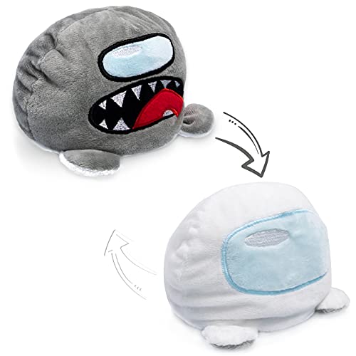 Maikerry Among Stuff Us Double-Sided Plush Toy Doll 5.9â€™â€™ Tall Reversable Astronaut Game Toy Figure for Kids Birthday Gifts Fans Party Car Home Decoration (Gray to White)