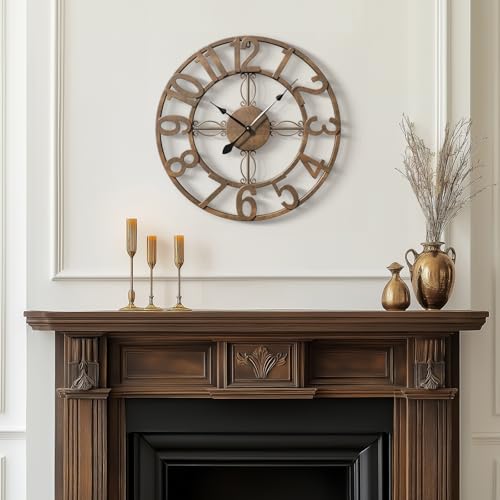 Image of Cuspin Wall Clock for Living Room Decor 16 Inch Bronze Metal Wall Clock
