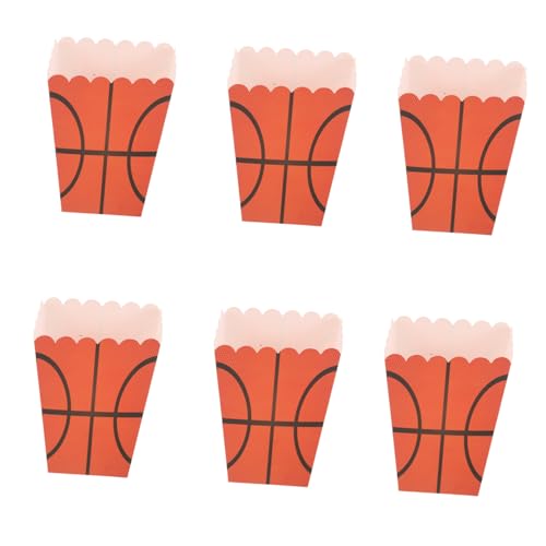 BRIGHTFUFU 6pcs Basketball Popcorn Boxes Paper Popcorn Containers for Sport Party Decorations Birthday Treats