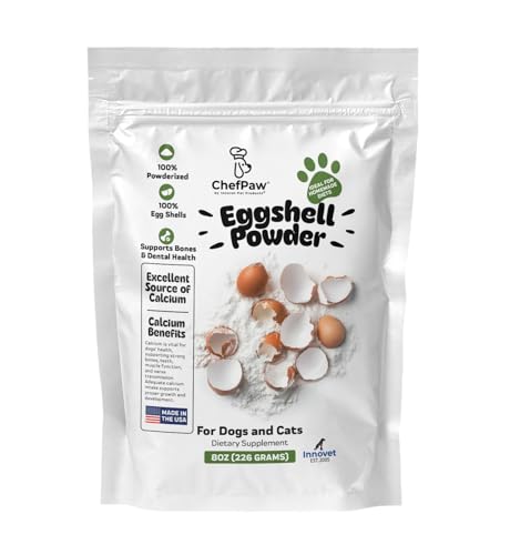 8oz ChefPaw Eggshell Powder for Dogs – Natural Calcium Supplement for Bone Health - Free Chefpaw Nutrition App Access – 100% Powderized - Safe for Homemade and Raw Dog Food Diets