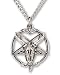 Real Metal Baphomet Satanic Goat Head Inverted Pentagram Silver Finish One Inch Pendant Necklace