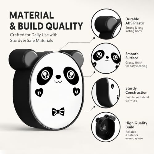 Image of Wall Mounted Panda Soap Holder with Drain Tray, Self Adhesive Soap Box Case, Flip-Top Soap Storage Container, Waterproof ABS Plastic Soap Dish for Bathroom, Kitchen & Wash Basin
