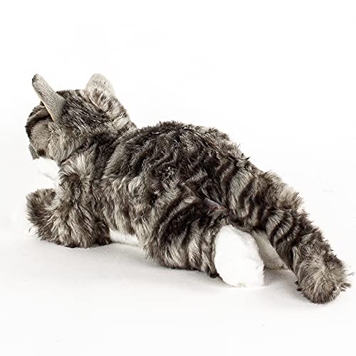 Teddys Rothenburg Kuscheltier Katze liegend grau/weiß getigert 40 cm Plüschkatze Uni-Toys