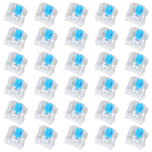 30Pcs Blue 3-Pin Pre-Lubricated Clicky Switches, Dustproof & Waterproof Mechanical Keyboard Switches for Gaming Keyboard DIY Replacement