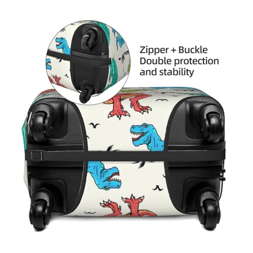 Travel Luggage Cover Spandex Suitcase Protector Bag,Colorful Dinosaur Double-Sided Printed Fits 18-32 Inch Luggage, Suitcase Sleeve For Kid And Adult,Medium4