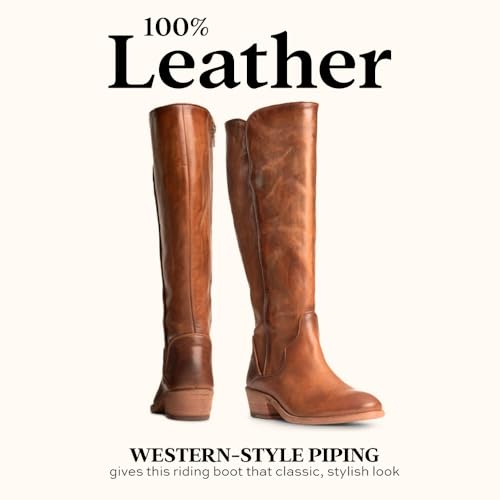 Frye Carson Piping Tall Boots for Women Made from Antiqued Pull-Up Leather with Western-Style Piping, Inside Zipper Closure, and Low Heel – 15" Shaft Height4