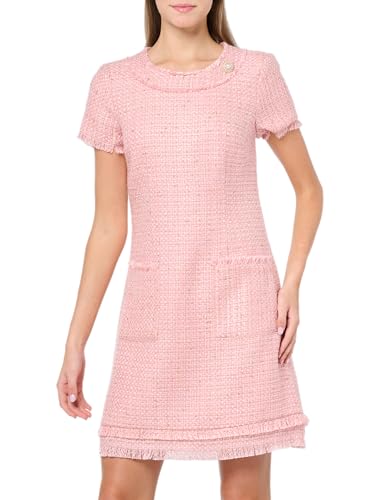 Image of Eliza J Women's Short Sleeve High Neck Tweed Shift Mini Dress