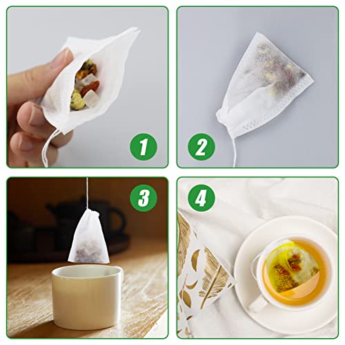 100 Pcs Reusable Tea Bags 9 x 7 cm Empty Drawstring Tea Filters for Loose Leaf Tea and Spices - Image 4