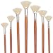 DUGATO Fan Brushes for Painting and Pottery Glazing, Set of 7 Natural Hog Hair Artist Fan Brush for Acrylic Oil Watercolor Painting, Ceramic Glaze Brush, Long Birch Wood Handle