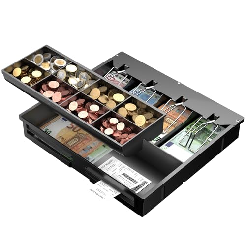 POS VALLEY Einsatz Kassenschublade - 4 Geldscheinfächern / 8 Münzfächern (Euro) - 36x32x6 cm