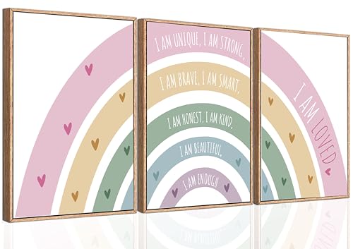 3Pcs Rainbow Canvas Wall Art - Colorful Boho Nursery Wall