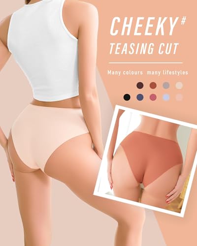 UNDER THE SEA Seamless Underwear for Women Mid Rise Brief Sexy No Show Bikini Panties Womens Cheeky 5 Pack XS-XL…2