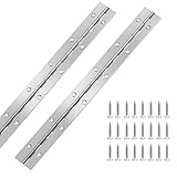2Pcs Piano Hinge, 12 Inch Stainless Steel Hinges with Holes and 24 Pieces Stainless Steel Screws, Piano Heavy Duty Hinges, Suitable for Cabinets, DIY Storage Boxes, and Marine Scenarios